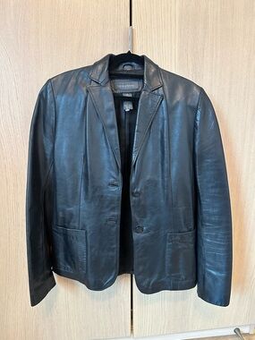Banana Republic Black Leather Blazer